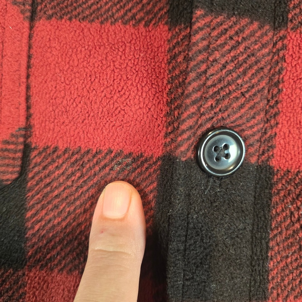 Croft & Barrow Mens XXL Red Black Buffalo Plaid Fleece Button Up Shirt Jacket - Picture 4 of 9